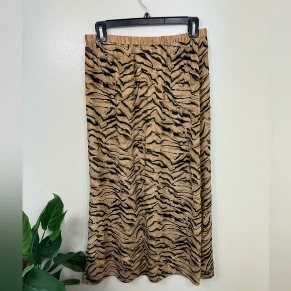 Amanda Smith Pure Silk Leopard Animal Print MIDI Skirt, PETITE LARGE - Picture 2 of 3